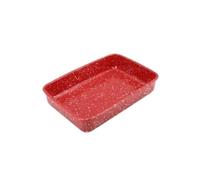 Oven Dishe Rectangular Ceramic Dinner Plates for Use in Both Microwave(Red,Medium)