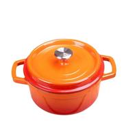 Oven Enamel Cast Iron Pot, Mini Lightweight Casserole Dish with Lid, Non-Stick Round Household Stew Durable Pot Cook (Orange 24cm)