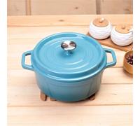 Oven Enamel Cast Iron Pot, Mini Lightweight Casserole Dish with Lid, Non-Stick Round Household Stew Durable Pot Cook (Blue 24cm)