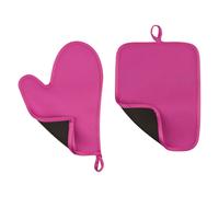 Oven Glove and Pot Holder Set - Hot Pink