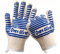 Oven Glove EN407 Certified 932 °F Oven Gloves Kitchen Microwave Heat Resistant Five Finger Non-Slip Silicone Oven Gloves for Handling Hot Surfaces Cooking Baking and Fireplace Grilling