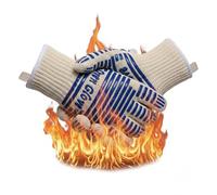 Oven Glove EN407 Certified 932 °F Oven Gloves Kitchen Microwave Heat Resistant Five Finger Non-Slip Silicone Oven Gloves for Handling Hot Surfaces Cooking Baking and Fireplace Grilling，Pack of 2