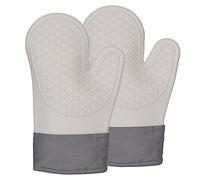 Oven Gloves, 2 Piece Thickened Silicone Insulation Gloves, Home Kitchen Baking high Temperature Resistance 500F, Non-Slip Soft Anti-Scald(Beige)