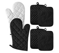 Oven Gloves 6Pcs Red White Cotton Oven Mitts With Hot Pad Machine Washable Gloves With Hanging Loop For Kitchen Oven Baking Cooking Supplies(PE-G0027C)