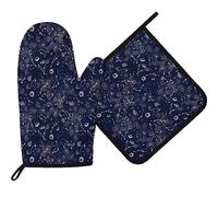 Oven Gloves Blue Galaxy Theme Science Outer Space Print Pot Holder Soft Potholders Heat Resistant Oven Mitts And Pot Holders For Microwave Baking Grilling