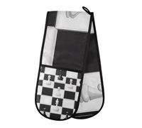 Oven Gloves Double Oven Gloves Chess Black White Buffalo Plaid Oven Mitts Pot Holder Heat Resistant Quilted for BBQ Baking Kitchen Cooking Gloves