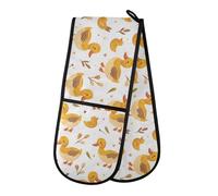 Oven Gloves Double Oven Gloves Duck Yellow Farm Oven Mitts Pot Holder Heat Resistant Quilted for BBQ Baking Kitchen Cooking Gloves