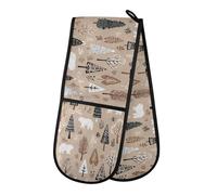 Oven Gloves Double Oven Gloves Khaki Background Trees Oven Mitts Pot Holder Heat Resistant Quilted for BBQ Baking Kitchen Cooking Gloves