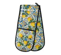 Oven Gloves Double Oven Gloves Lemon Oven Mitts Pot Holder Heat Resistant Quilted for BBQ Baking Kitchen Cooking Gloves
