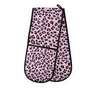 Oven Gloves Double Oven Gloves Leopard Print Cheetah Pink Oven Mitts Pot Holder Heat Resistant Quilted for BBQ Baking Kitchen Cooking Gloves
