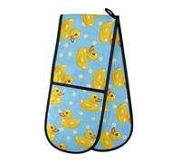 Oven Gloves Double Oven Gloves Little Yellow Duck Yellow Polka Dots Pattern Oven Mitts Pot Holder Heat Resistant Quilted for BBQ Baking Kitchen Cooking Gloves