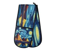 Oven Gloves Double Oven Gloves Pyramid Vincent Van Gogh Oven Mitts Pot Holder Heat Resistant Quilted for BBQ Baking Kitchen Cooking Gloves