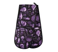 Oven Gloves Double Oven Gloves Skull Candle Magic Potion Skeleton Oven Mitts Pot Holder Heat Resistant Quilted for BBQ Baking Kitchen Cooking Gloves
