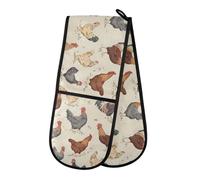 Oven Gloves Double Oven Gloves Various Chicken Rooster Pattern Oven Mitts Pot Holder Heat Resistant Quilted for BBQ Baking Kitchen Cooking Gloves