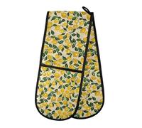 Oven Gloves Double Oven Gloves Yellow Lemons Limon Oven Mitts Pot Holder Heat Resistant Quilted for BBQ Baking Kitchen Cooking Gloves
