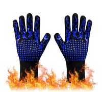 Oven Gloves Extreme Heat Resistant Hand Protection Grill Gloves Non-Slip Silicone Barbecue Gloves 800℃/ 1472℉ Fit for Kitchen Cooking Baking Welding Cutting Waterproof Fireproof Oil Resistant(Blue)