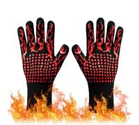 Oven Gloves Extreme Heat Resistant Hand Protection Grill Gloves Non-Slip Silicone Barbecue Gloves 800℃/ 1472℉ Fit for Kitchen Cooking Baking Welding Cutting Waterproof Fireproof Oil Resistant(Red)