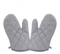 Oven Gloves Heat Resistant 250°C Heavy Duty Cotton Mitts for Grilling Microwave Baking Non-Slip Kitchen Tools Grey Pair