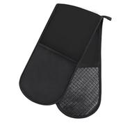 Oven Gloves Heat Resistant, Black Silicone Non-Slip Oven Mitts Thick | Double Oven Gloves, Machine Washable Kitchen Cooking Accessories Baking Gloves for Home, Black