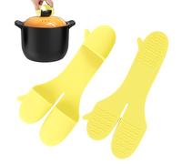 Oven Gloves - Heat Resistant Cooking Gloves, Oven Mitts, Anti-Slip Three-Finger Silicone Kitchen Gadgets | For Baking Grilling BBQ Restaurant Outdoor Camping Picnic Pot Pan Plate And More