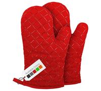 Oven Gloves Heat Resistant Double Sided Non Slip Silicone Oven Mitts for Grilling Cooking Baking Barbecue - Silicone 1 Pair, Red Christmas Oven Gloves