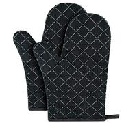 Oven Gloves,Heat Resistant Silicone Oven Gloves Non-Slip Kitchen Oven Mitts for Grilling Cooking Baking Kitchen Microwave Pizza (Black,1 Pair)