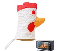Oven Gloves, Oven Gloves Heat Resistant 1Pc Washable Cute Rooster Printed Mitts with Hanging Rope Non-Slip Hot Mitts for Safe Baking, Cooking, Barbecue