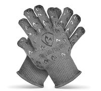 Oven Gloves with Fingers - 932°F Extreme Heat Proof and Cut Resistant Mitts for Kitchen, BBQ, Grill, Baking, Fire Pit - EN407 Certified with Non-Slip Silicone Grip and Cotton Lined for Comfort