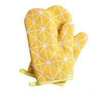 Oven Gloves with Heat Resistant Cotton and Linen Material Providing Secure Grip and Protection for Baking, Cooking, and Barbecue Activities (Yellow)