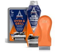 Oven & Hob Cleaner Set - Hob Power Cream 500ml + Premium Oven & Grill Cleaner 250g with Sponge & Scraper Tool - Kitchen Degreaser for Cookers, BBQ, Trays & Pans