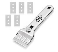 Oven & Hob Cleaning Tool, 5 Replacement Attachments, Non-Scratch Oven Cleaning Kit for Ceramic Hob, Stainless Steel, Enamel, Removes Burnt Food, Grease, Paint & Stickers, Kitchen Cleaning Tool