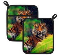 Oven Hot Pads for Kitchen, Jungle Tiger Pot Holders Set of 2 Heat Resistant & Non Slip Potholders, Pot Holder for Kitchen Cooking Baking Barbecue BBQ