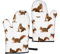 Oven Mits Cute Cute Squirrel Baking Gloves Set Of 2 Heat-Resistant Kitchen Gloves Women Men Cooking Bbq Grilling Microwave