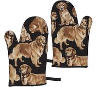 Oven Mits Golden Retrievers Baking Gloves Set Of 2 Heat-Resistant Kitchen Gloves Women Men Cooking Bbq Grilling Microwave