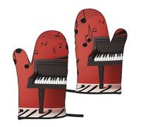 Oven Mits Music Note Piano Baking Gloves Set Of 2 Heat-Resistant Kitchen Gloves Women Men Cooking Bbq Grilling Microwave