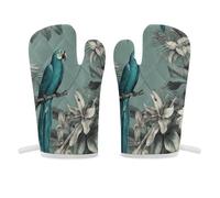 Oven Mitts 2 Pcs Kitchen Oven Glove Palm Trees and Birds Oven Mitt Non-Slip Oven Gloves for Cooking Heat Resistant Hot Pads for Microwave BBQ