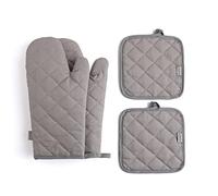 Oven Mitts and Pot Holders 4 pcs Set,High Heat Resistant 500 Degree Extra Thicken Long Kitchen Cotton Oven Glove for Cooking (12 Inch,Grey)