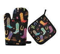 Oven Mitts And Pot Holders Cowboy Boots And Accessories Kitchen Mitts Heat Resistant Potholders Kitchen Essentials Pot Holders Set Of 2 For Baking Cooking Bbq