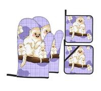 Oven Mitts and Pot Holders, Cute Golden Monkey Print Kitchen High Heat Resistant Potholder,Hot Pads for Home Essentials