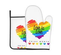 Oven Mitts And Pot Holders Lgbt Rainbow Gay Pride Flag Love Is Love Pride Month Kitchen Mitts Kitchen Essentials Potholders Non-Slip Pot Holders For Bbq Cooking Loves Baking Set Of 2