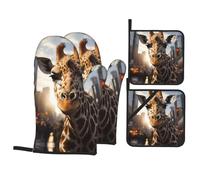 Oven Mitts and Pot Holders, New York Giraffe Street Print Kitchen High Heat Resistant Potholder,Hot Pads for Home Essentials