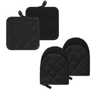 Oven Mitts and Pot Holders Set of 4, Silicone Heat Resistant Mini Oven Mitts for 500 Degree, Mini Oven Mitts and Hot Pads for Baking, Grilling,
