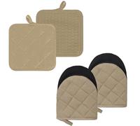 Oven Mitts and Pot Holders Set, Pack of 4, Heat Resistant Silicone Kitchen Mini Oven Mittens for 500 Degrees, Mini Oven Gloves and Hot Pads for Baking Grilling Barbecue Microwave Machine Washable