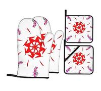 Oven Mitts and Pot Holders, Spinning Flowers Print Kitchen High Heat Resistant Potholder,Hot Pads for Home Essentials