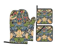 Oven Mitts And Pot Holders William Morris Strawberry Thief Florals Pot Holders Heat Resistant Potholders Soft Oven Gloves For Bbq Cooking Cooking Loves Set Of 4