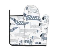 Oven Mitts And Potholder Cute Dachshund Dog Kitchen Mittens | Oven Mitts And Pot Holder Set Heat Resistant Non-Slip Kitchen Gloves For Bbq Microwave Baking