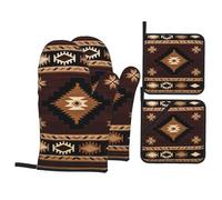 Oven Mitts And Potholder Southwestern Native American Aztec Navajo Retrona Set Of 4 Oven Mitts Pair Soft Gloves For Cooking For Pizza Bbq Microwave