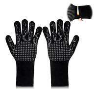 Oven Mitts,BBQ Fireproof Gloves, Grill Cut-Resistant Gloves 1472°F Heat Resistant Gloves, Non-Slip Silicone Oven Gloves, Kitchen Safe Cooking Gloves for Oven Mitts,Barbecue,Cooking, Frying (Black)