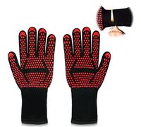 Oven Mitts,BBQ Fireproof Gloves, Grill Cut-Resistant Gloves 1472°F Heat Resistant Gloves, Non-Slip Silicone Oven Gloves, Kitchen Safe Cooking Gloves for Oven Mitts,Barbecue,Cooking, Frying (Red)