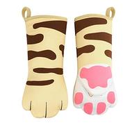Oven Mitts Cute Cat Design Baking Gloves Heat Resistant Cooking Gloves Potholder Funny Grilling Microwave Mittens Backer Kitchen Tools for Women Kids